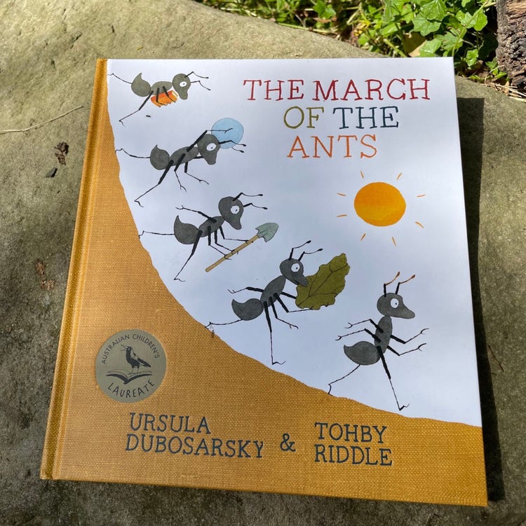 Cover of the book The March of the Ants, showing ants walking in a line