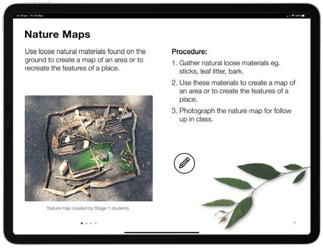 Page from digital book Fieldwork K-6 titled Nature Maps